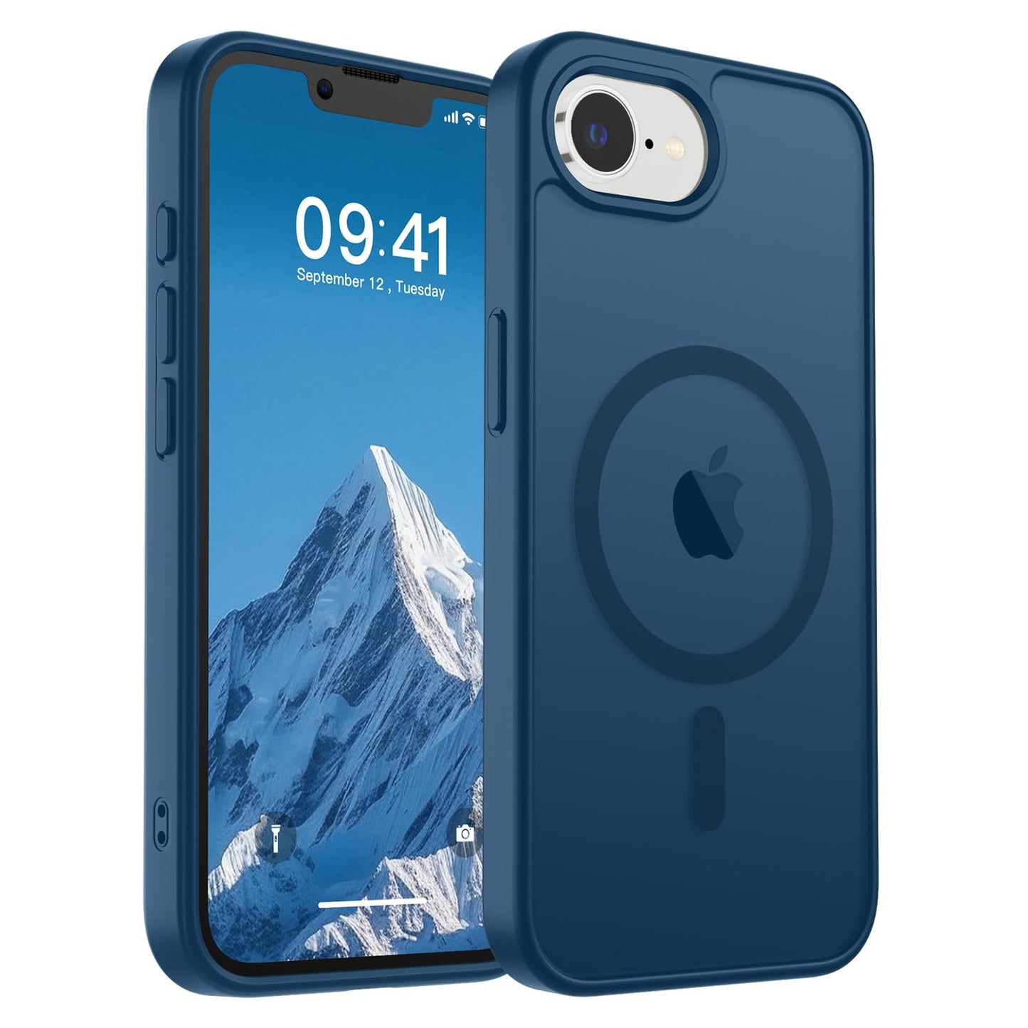 Magnetic for iPhone 14 Case & iPhone 13 Case (Compatible with MagSafe)(Military Grade Drop Protection) Translucent Matte Shockproof Phone Cover,Black