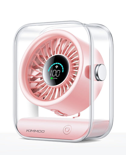 Rechargeable USB Desk Fan, Quiet Table Fan with Turbo Airflow, 100 Speeds, Digital Display, 90° Rotating, Small Battery Desktop Fans for Bedroom Home Office Travel, Black