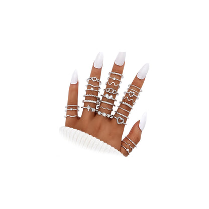 Dodder Gold Stackable Rings Set for Women, Gold Plated Chunky Crystal Finger Midi Stacking Rings, Dainty Statement Thumb Knuckle Rings Pack for Gift, Multiple Sizes Jewelry