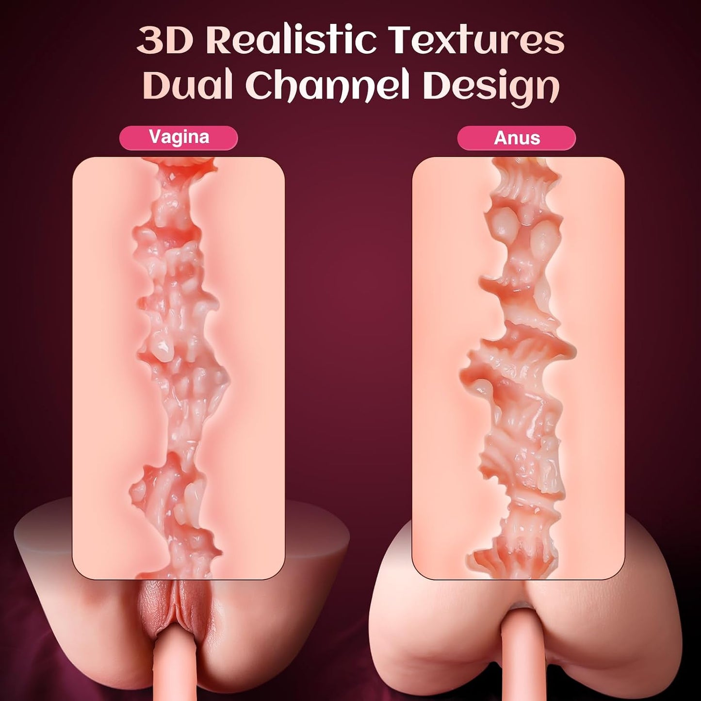 Vibrating Sex Doll Male Sex Toy for Men Automatic Male Masturbator Mens Sex Dolls Electric Pocket Pussy Fleshy Stroker Sex Toys & 12 Vibration Adult Toys 3D Lifelike Soft Butt Vagina Anal