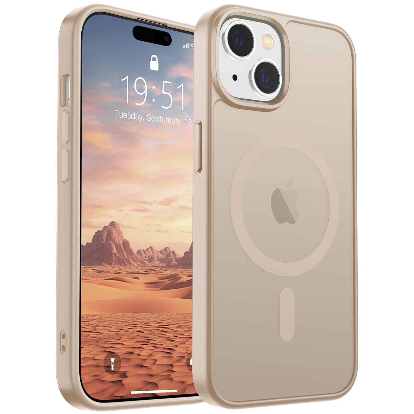 Magnetic for iPhone 14 Case & iPhone 13 Case (Compatible with MagSafe)(Military Grade Drop Protection) Translucent Matte Shockproof Phone Cover,Black