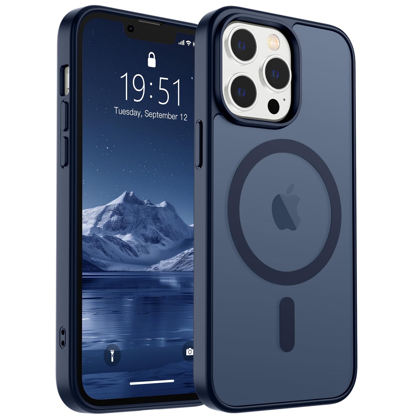 Magnetic for iPhone 14 Case & iPhone 13 Case (Compatible with MagSafe)(Military Grade Drop Protection) Translucent Matte Shockproof Phone Cover,Black