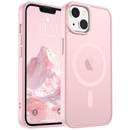Magnetic for iPhone 14 Case & iPhone 13 Case (Compatible with MagSafe)(Military Grade Drop Protection) Translucent Matte Shockproof Phone Cover,Black