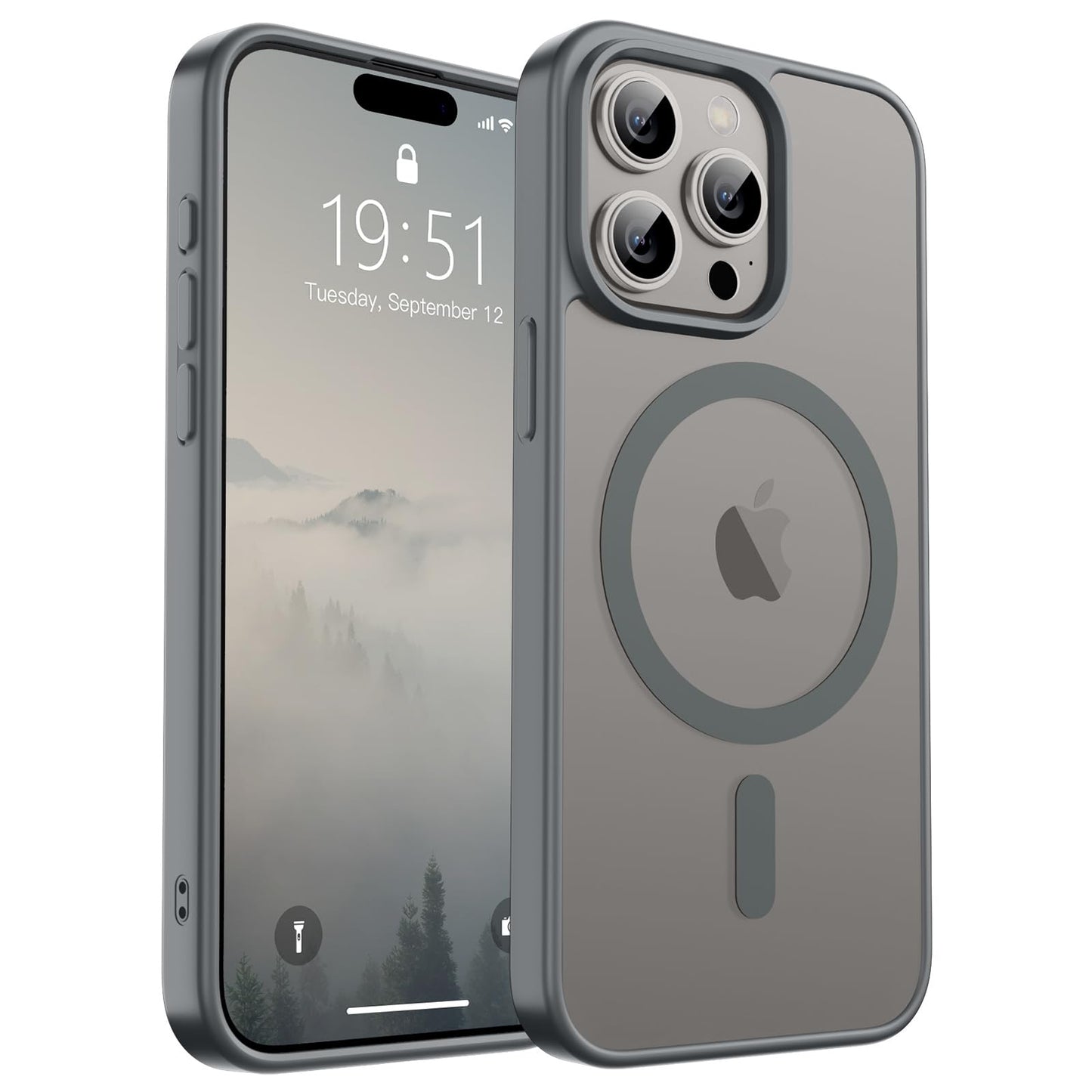 Magnetic for iPhone 14 Case & iPhone 13 Case (Compatible with MagSafe)(Military Grade Drop Protection) Translucent Matte Shockproof Phone Cover,Black