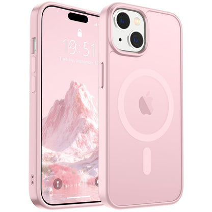 Magnetic for iPhone 14 Case & iPhone 13 Case (Compatible with MagSafe)(Military Grade Drop Protection) Translucent Matte Shockproof Phone Cover,Black