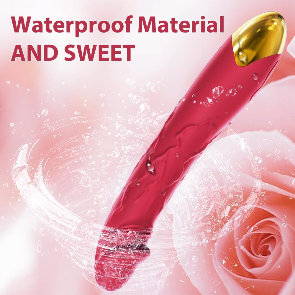 7.6 Inch Realistic Dildo Vibrator for Women，10 Powerful Vibration Modes for Clitoral and G-spot Stimulation, Waterproof Rose Adult Sex Toys for Women and Couples