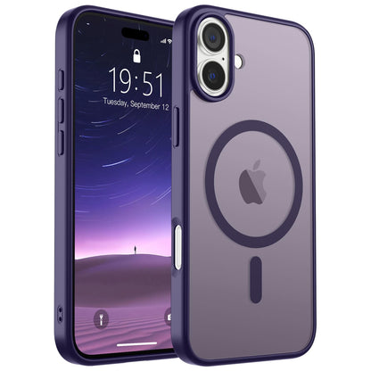 Magnetic for iPhone 14 Case & iPhone 13 Case (Compatible with MagSafe)(Military Grade Drop Protection) Translucent Matte Shockproof Phone Cover,Black