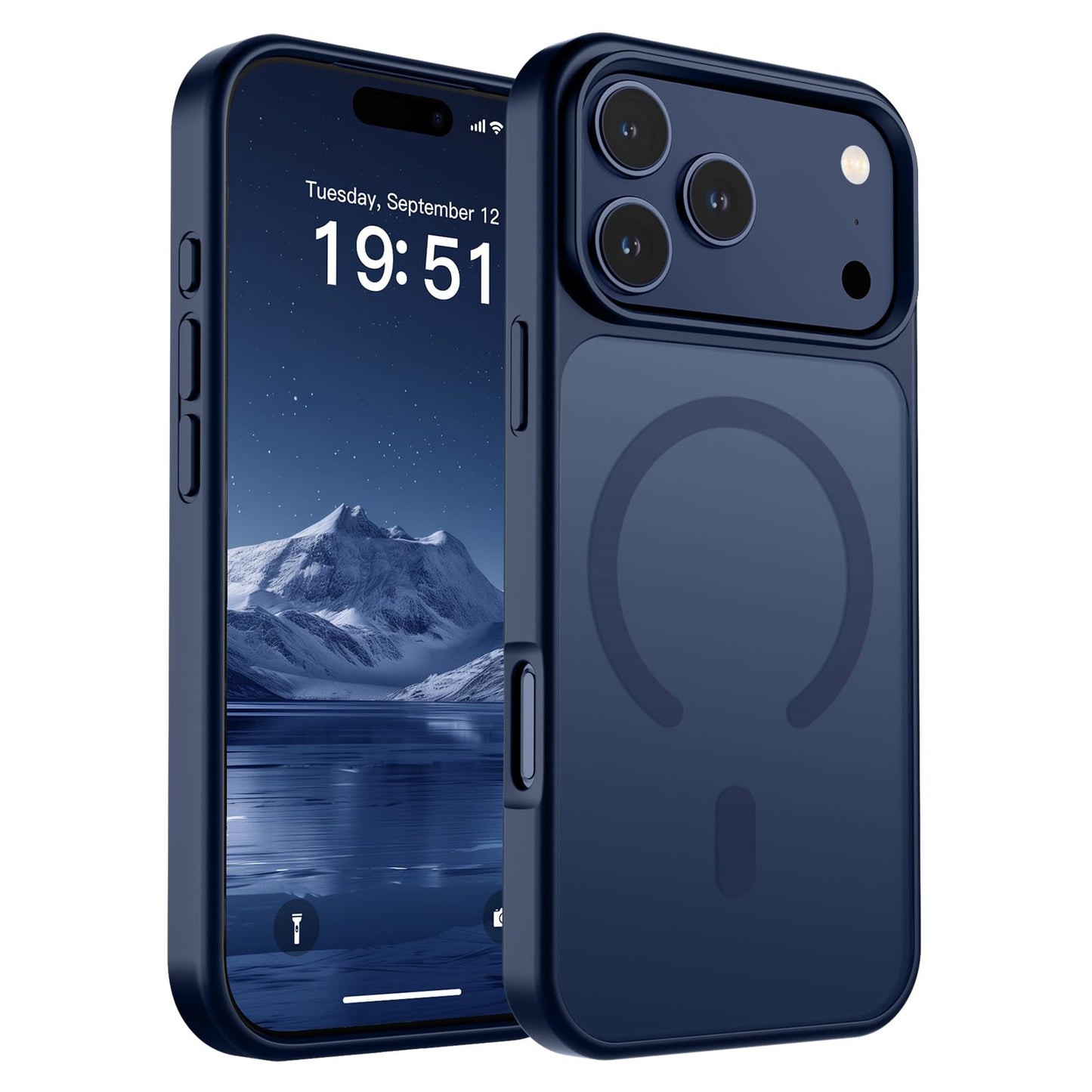 Magnetic for iPhone 14 Case & iPhone 13 Case (Compatible with MagSafe)(Military Grade Drop Protection) Translucent Matte Shockproof Phone Cover,Black