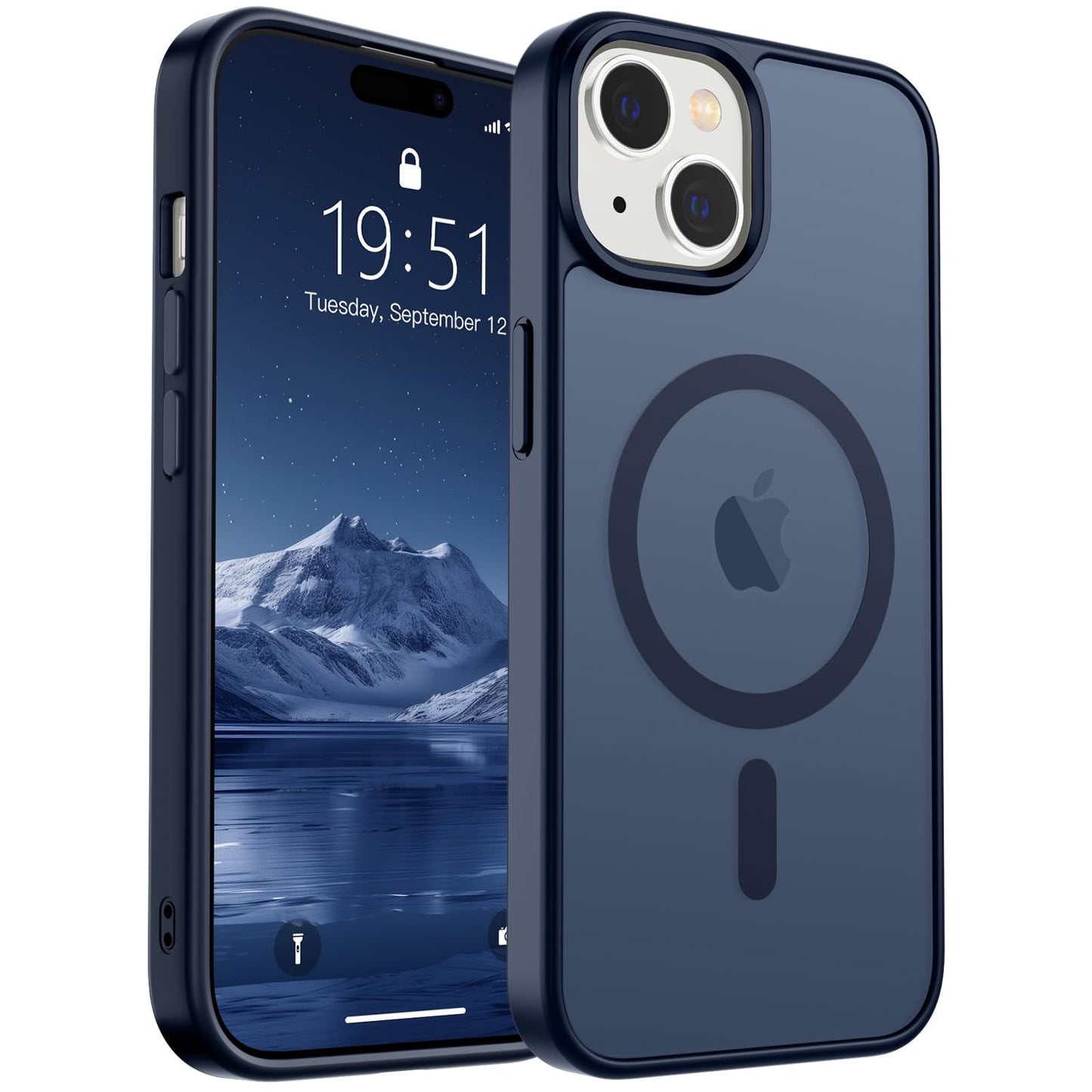 Magnetic for iPhone 14 Case & iPhone 13 Case (Compatible with MagSafe)(Military Grade Drop Protection) Translucent Matte Shockproof Phone Cover,Black