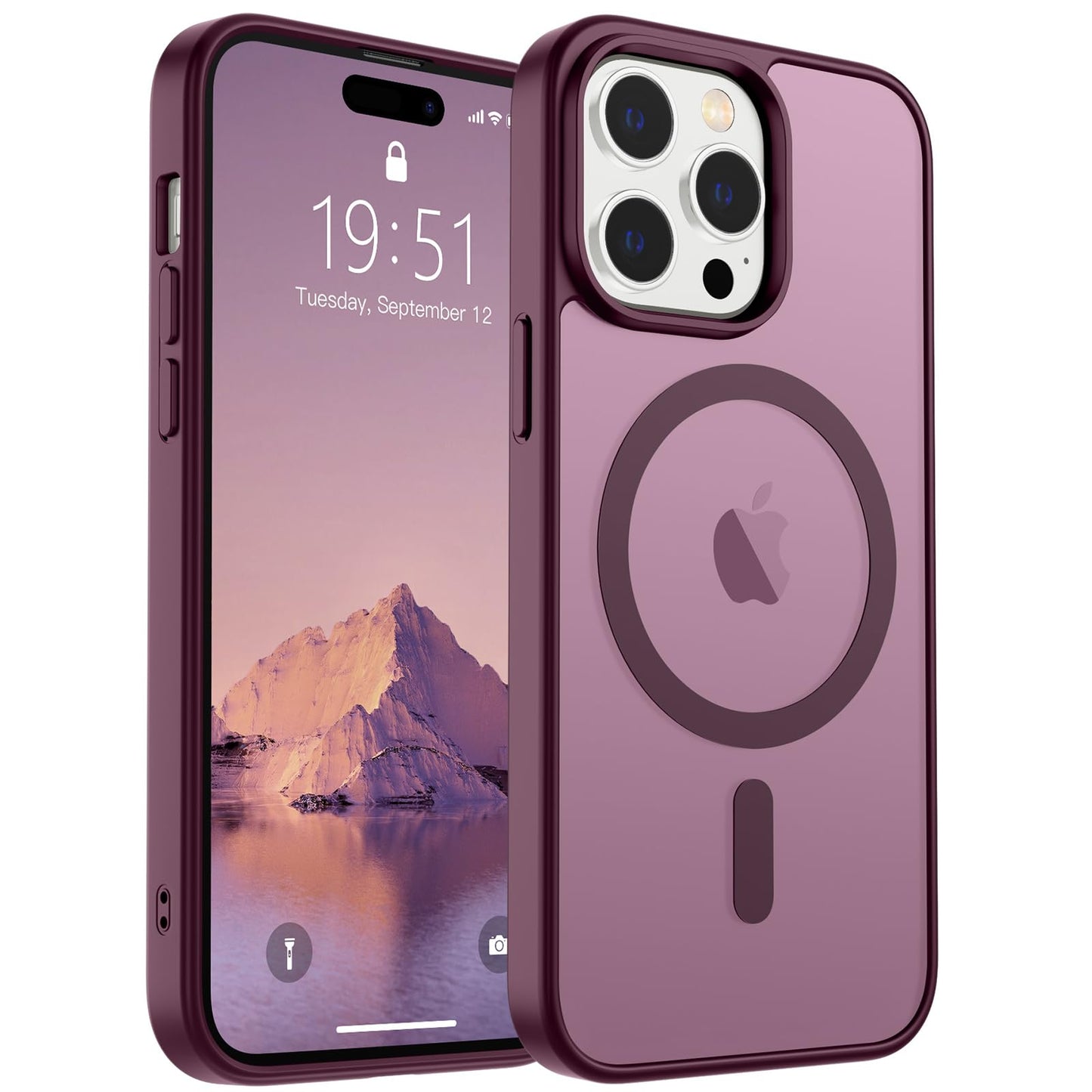 Magnetic for iPhone 14 Case & iPhone 13 Case (Compatible with MagSafe)(Military Grade Drop Protection) Translucent Matte Shockproof Phone Cover,Black