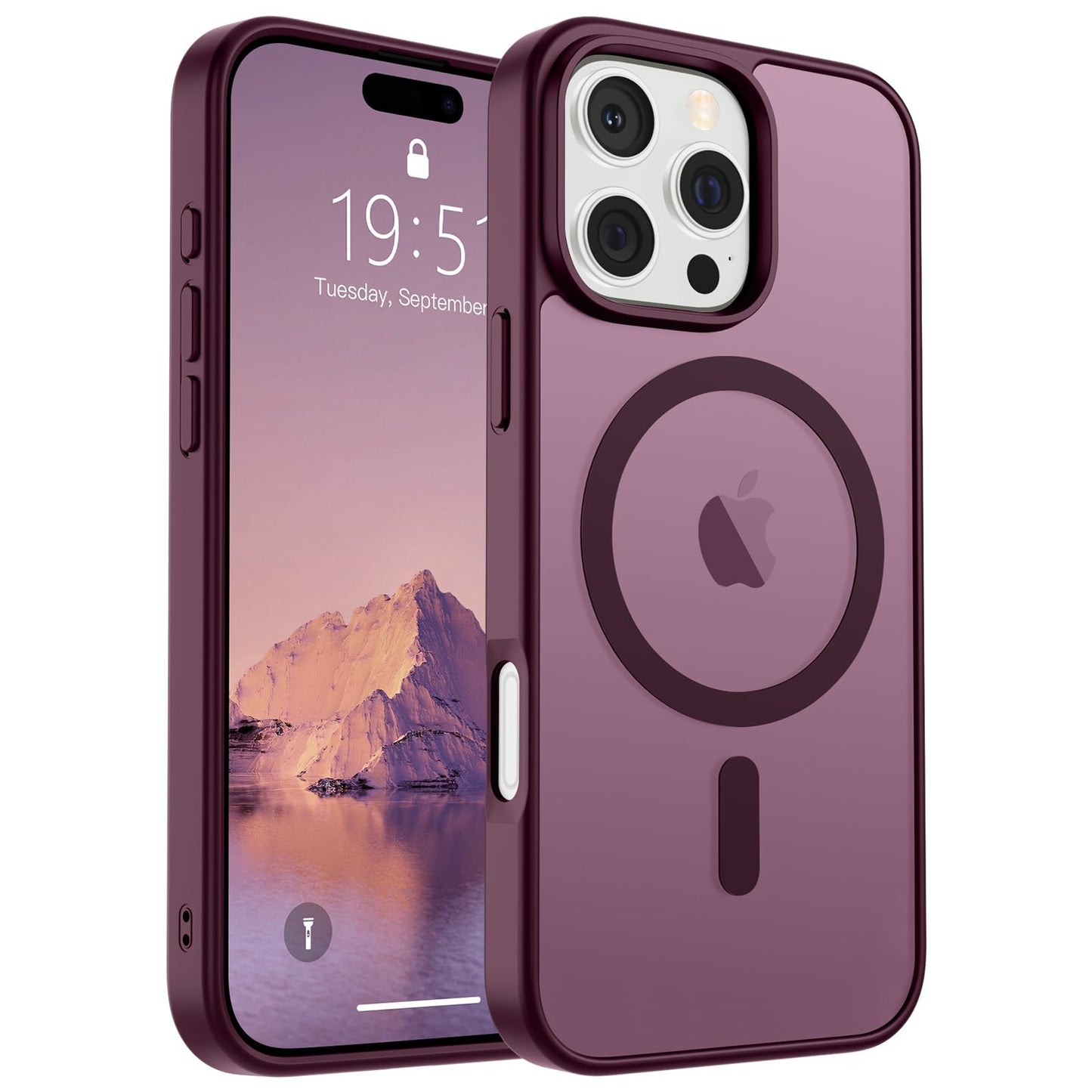 Magnetic for iPhone 14 Case & iPhone 13 Case (Compatible with MagSafe)(Military Grade Drop Protection) Translucent Matte Shockproof Phone Cover,Black