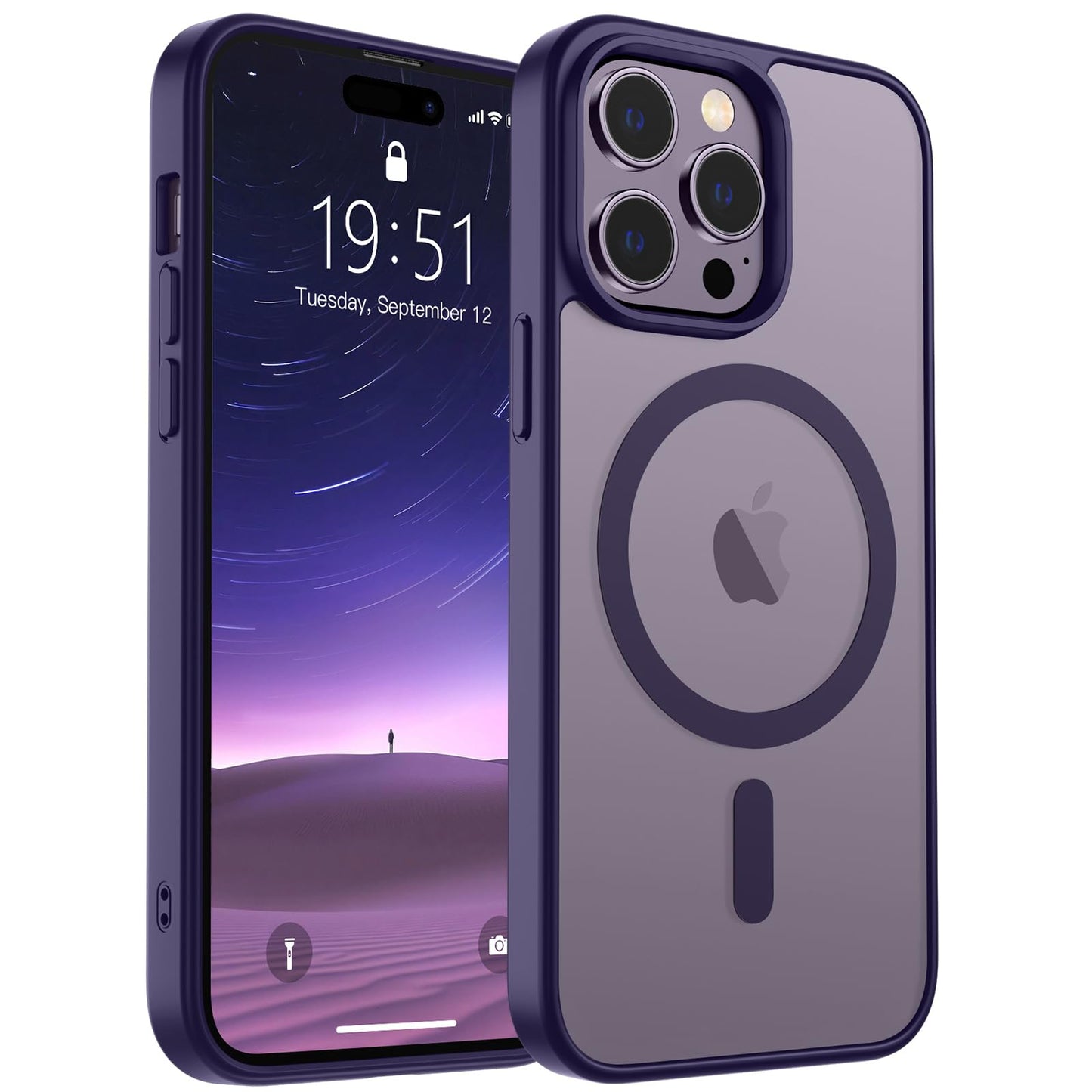 Magnetic for iPhone 14 Case & iPhone 13 Case (Compatible with MagSafe)(Military Grade Drop Protection) Translucent Matte Shockproof Phone Cover,Black