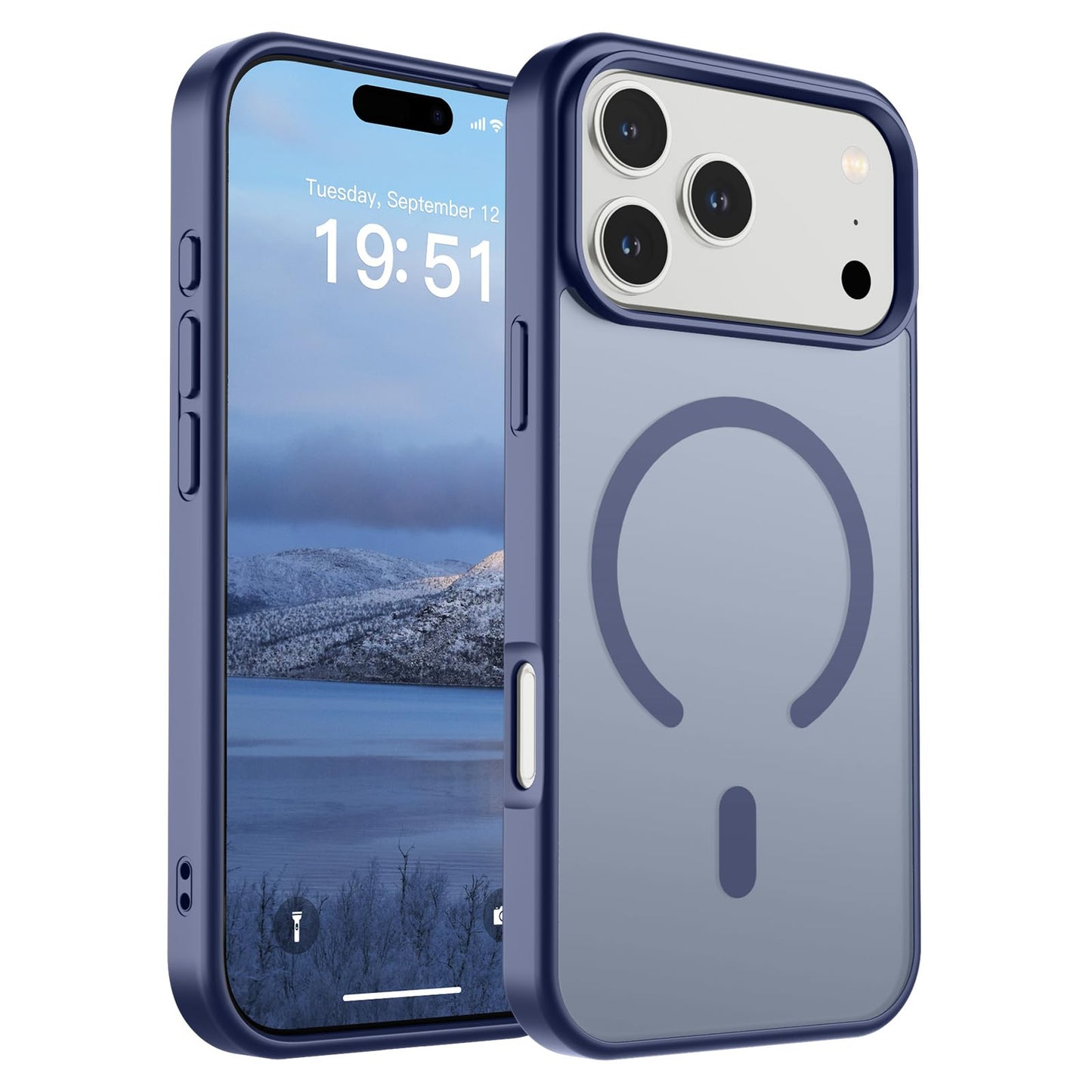 Magnetic for iPhone 14 Case & iPhone 13 Case (Compatible with MagSafe)(Military Grade Drop Protection) Translucent Matte Shockproof Phone Cover,Black