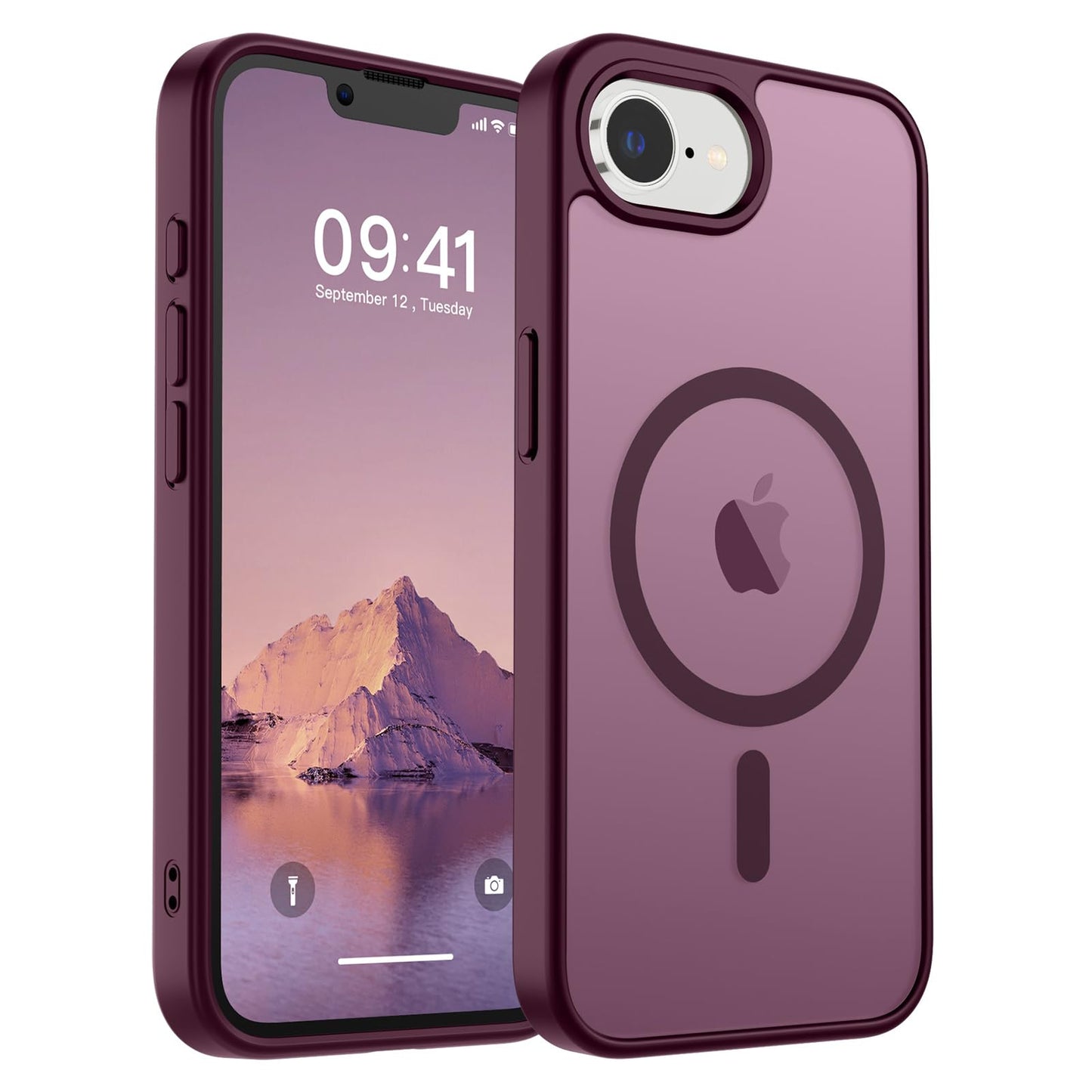 Magnetic for iPhone 14 Case & iPhone 13 Case (Compatible with MagSafe)(Military Grade Drop Protection) Translucent Matte Shockproof Phone Cover,Black