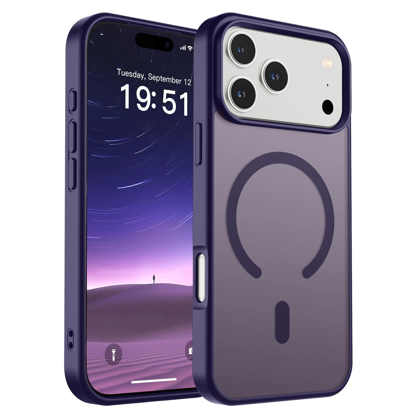 Magnetic for iPhone 14 Case & iPhone 13 Case (Compatible with MagSafe)(Military Grade Drop Protection) Translucent Matte Shockproof Phone Cover,Black