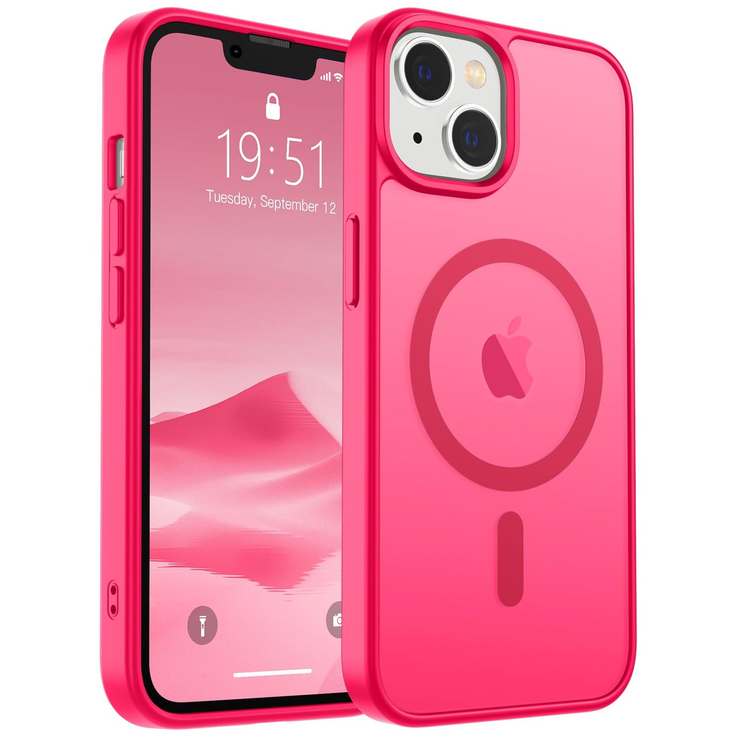 Magnetic for iPhone 14 Case & iPhone 13 Case (Compatible with MagSafe)(Military Grade Drop Protection) Translucent Matte Shockproof Phone Cover,Black