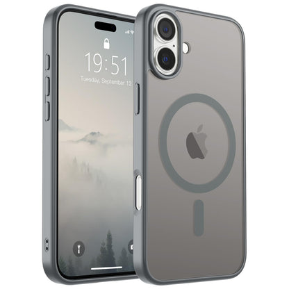 Magnetic for iPhone 14 Case & iPhone 13 Case (Compatible with MagSafe)(Military Grade Drop Protection) Translucent Matte Shockproof Phone Cover,Black