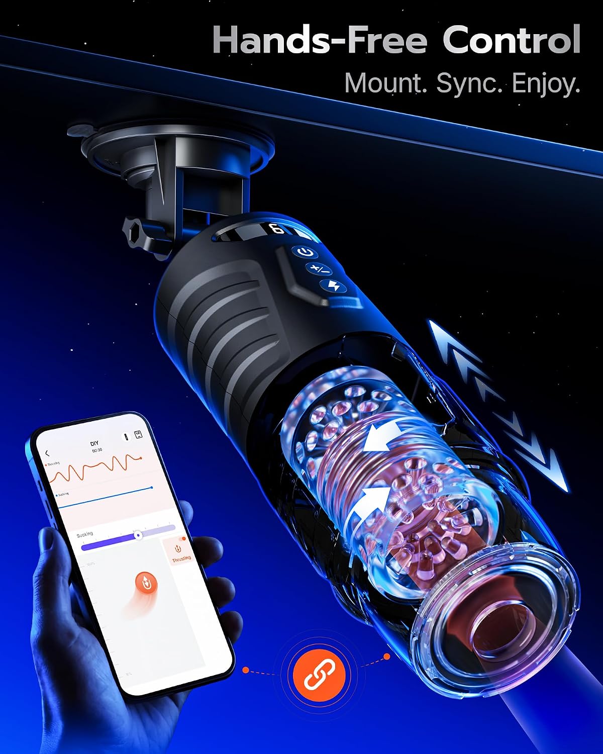 AI Sync Male Masturbator Sex Toys for Men - Adult Toy Male Sex Toys with 7 Thrusting & 7 Rotating Modes, Pocket Pussy Hands Free Sex Machine LCD Display with Visual Window & Mounting Base