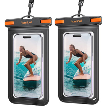 Waterproof Phone Pouch [2 Pack] – IPX8, Touch Screen, Fits 7" with Case