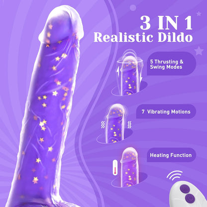 Tracy's Dog Thrusting Dildo Vibrator, 9.25" Realistic G-Spot Stimulator, Heating, 5 Thrusting Swinging & 7 Vibration Modes, Soft Silicone, Suction Cup, Remote Control, Adult Sex Toys for Women Couple
