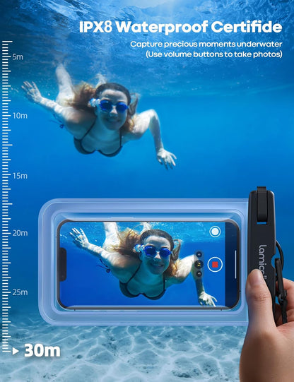 Waterproof Phone Pouch [2 Pack] – IPX8, Touch Screen, Fits 7" with Case