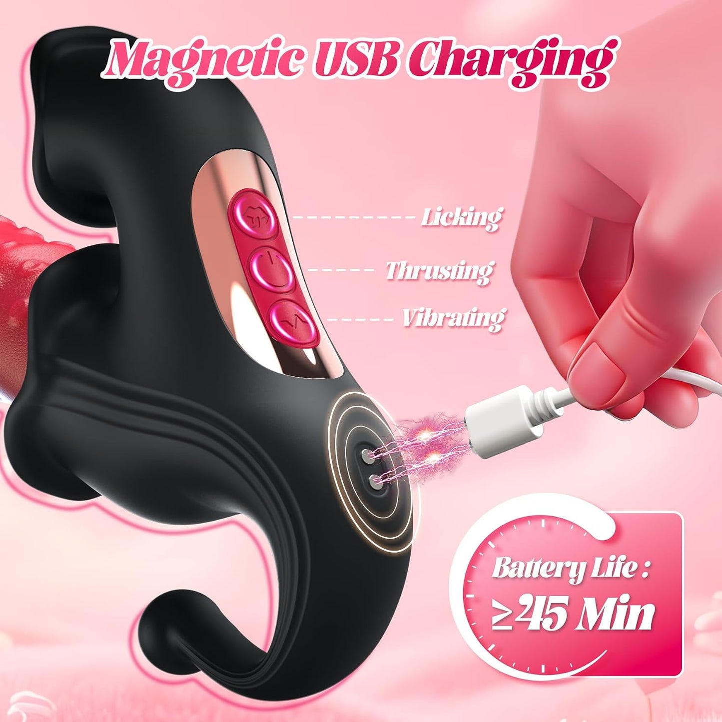 Thrusting Vibrator Sex Toys, SexyClub 4-in-1 G-Spot Vibrator with 10 Sliding Ring, Vibrating, Thrusting & Licking Modes, Rabbit Vibrators Sex Toy for...
