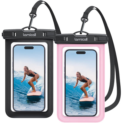 Waterproof Phone Pouch [2 Pack] – IPX8, Touch Screen, Fits 7" with Case