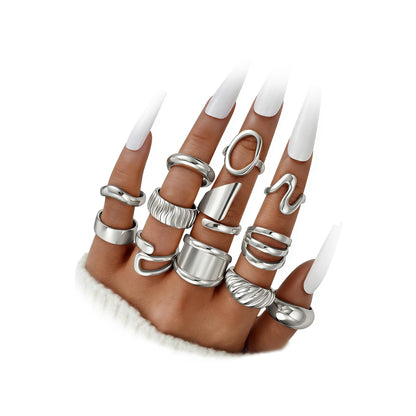 Dodder Gold Stackable Rings Set for Women, Gold Plated Chunky Crystal Finger Midi Stacking Rings, Dainty Statement Thumb Knuckle Rings Pack for Gift, Multiple Sizes Jewelry
