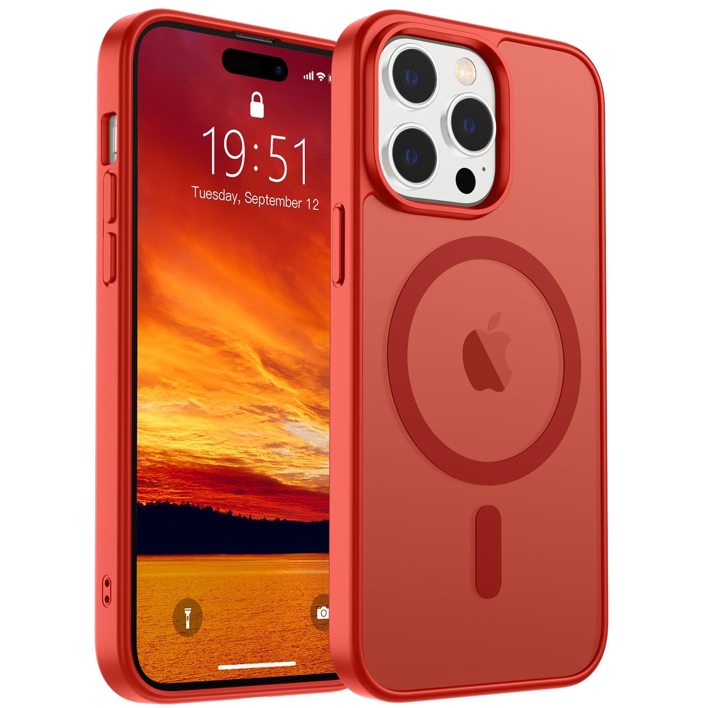 Magnetic for iPhone 14 Case & iPhone 13 Case (Compatible with MagSafe)(Military Grade Drop Protection) Translucent Matte Shockproof Phone Cover,Black