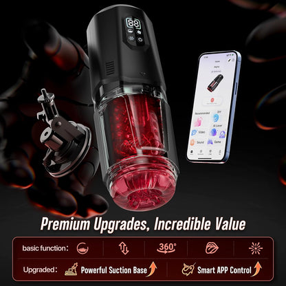 Male Sex Toys for Men - AI Sync Male Masturbator Stroker Adult Toys with 7 Thrusting Rotating 7 Licking & Vibrating Modes, Hands-Free Sex Machine Pocket Pussy with One-Click Burst Adult Toys