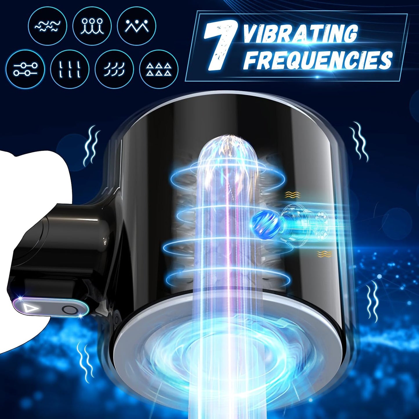 Automatic Male Masturbator, Stroking Male Masturbators Cup with 7 Powerful Thrusting & Vibrating Modes, Blowjob Machine Pocket Pussy for Men, Dual Open-Ended Penis Massager Sex Toys for Men