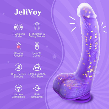 Tracy's Dog Thrusting Dildo Vibrator, 9.25" Realistic G-Spot Stimulator, Heating, 5 Thrusting Swinging & 7 Vibration Modes, Soft Silicone, Suction Cup, Remote Control, Adult Sex Toys for Women Couple