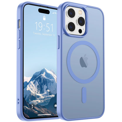Magnetic for iPhone 14 Case & iPhone 13 Case (Compatible with MagSafe)(Military Grade Drop Protection) Translucent Matte Shockproof Phone Cover,Black