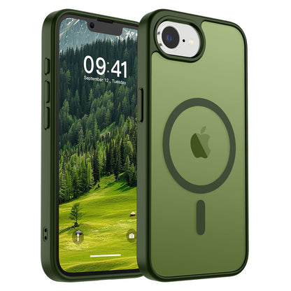 Magnetic for iPhone 14 Case & iPhone 13 Case (Compatible with MagSafe)(Military Grade Drop Protection) Translucent Matte Shockproof Phone Cover,Black