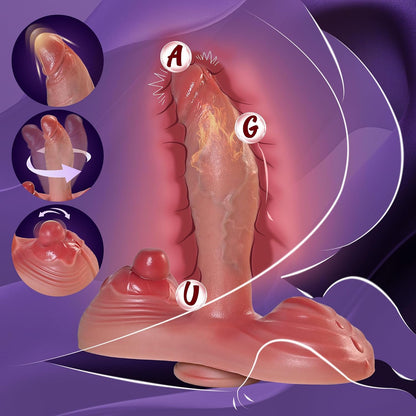 Sit and Ride Dildo Vibrator- 4 in 1 Realistic Dildo with Heated 10 Vibration & Swing & Thrusting Modes, G-Spot Vibrator for Vagina Anal Stimulator, Romote Control Adult Sex Toy for Women Men Couples