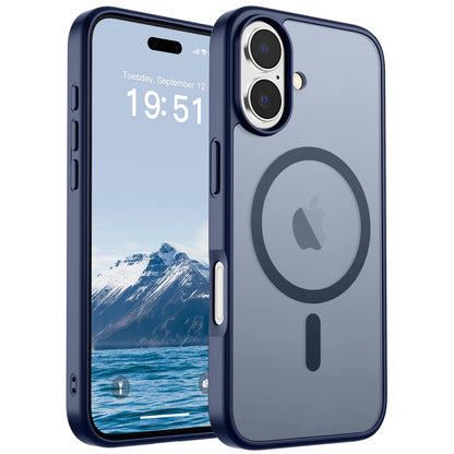 Magnetic for iPhone 14 Case & iPhone 13 Case (Compatible with MagSafe)(Military Grade Drop Protection) Translucent Matte Shockproof Phone Cover,Black