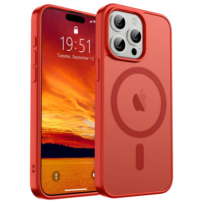 Magnetic for iPhone 14 Case & iPhone 13 Case (Compatible with MagSafe)(Military Grade Drop Protection) Translucent Matte Shockproof Phone Cover,Black