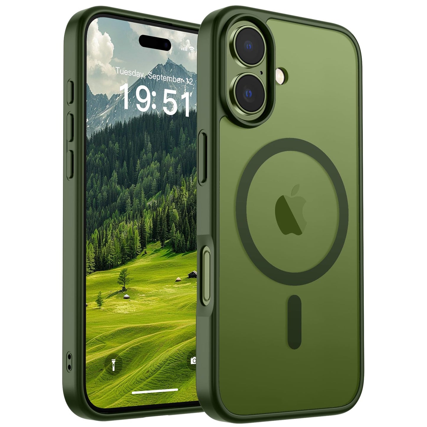 Magnetic for iPhone 14 Case & iPhone 13 Case (Compatible with MagSafe)(Military Grade Drop Protection) Translucent Matte Shockproof Phone Cover,Black