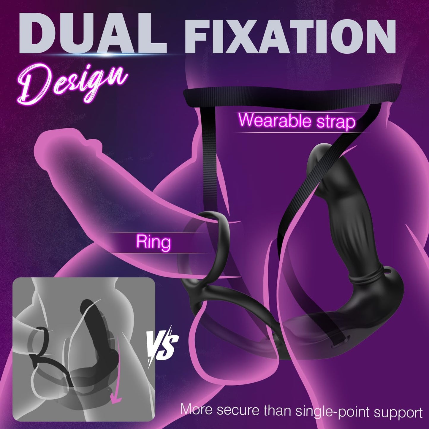 Wearable Thrusting Prostate Massager Anal Vibrator, Strap On Vibrating Anal Toys for Men with Silicone Cock Ring, Hands Free Male Sex Toy Prostate Stimulator with Remote Control and APP