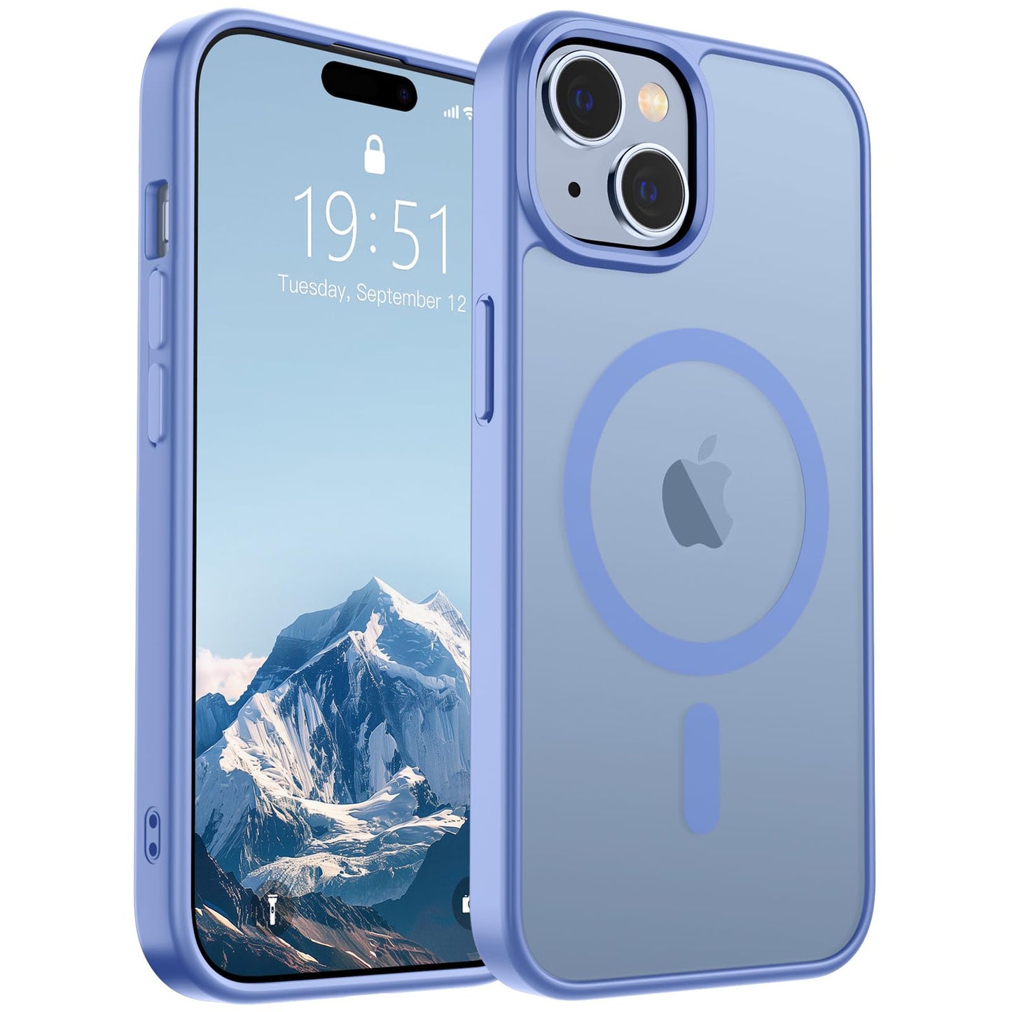 Magnetic for iPhone 14 Case & iPhone 13 Case (Compatible with MagSafe)(Military Grade Drop Protection) Translucent Matte Shockproof Phone Cover,Black