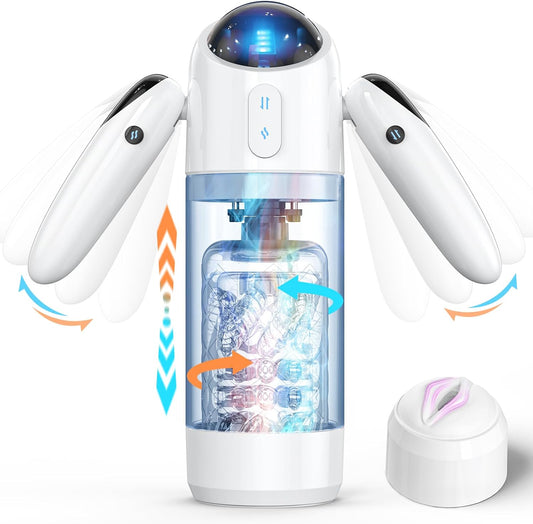 Automatic Male Masturbator Sex Toys for Men, Male Sex Toys with 4 Thrusting & 7 Rotation Modes, Pocket Pussy Male Stroker with 7 Color Ambient Lighting, Sex Toy Sex Machine, Adult Sex Toys