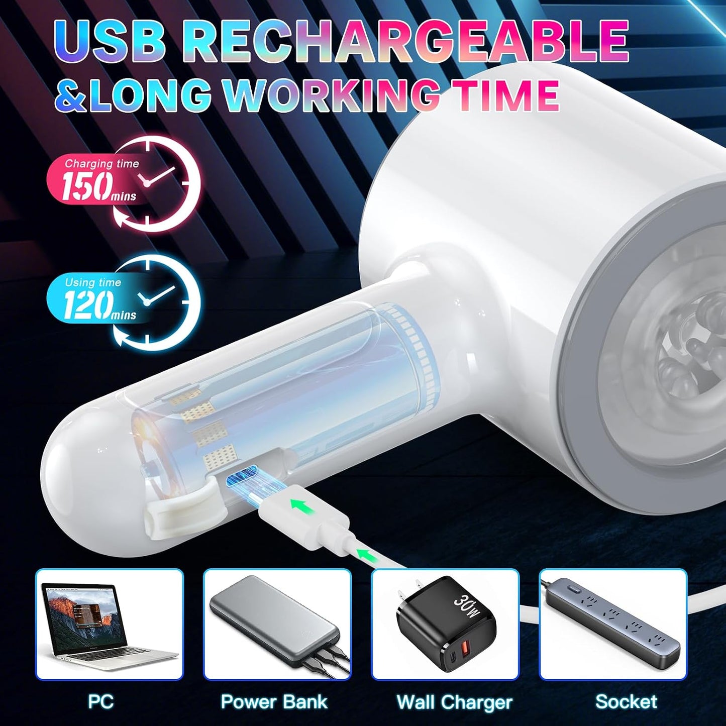 Automatic Male Masturbator, Stroking Male Masturbators Cup with 7 Powerful Thrusting & Vibrating Modes, Blowjob Machine Pocket Pussy for Men, Dual Open-Ended Penis Massager Sex Toys for Men