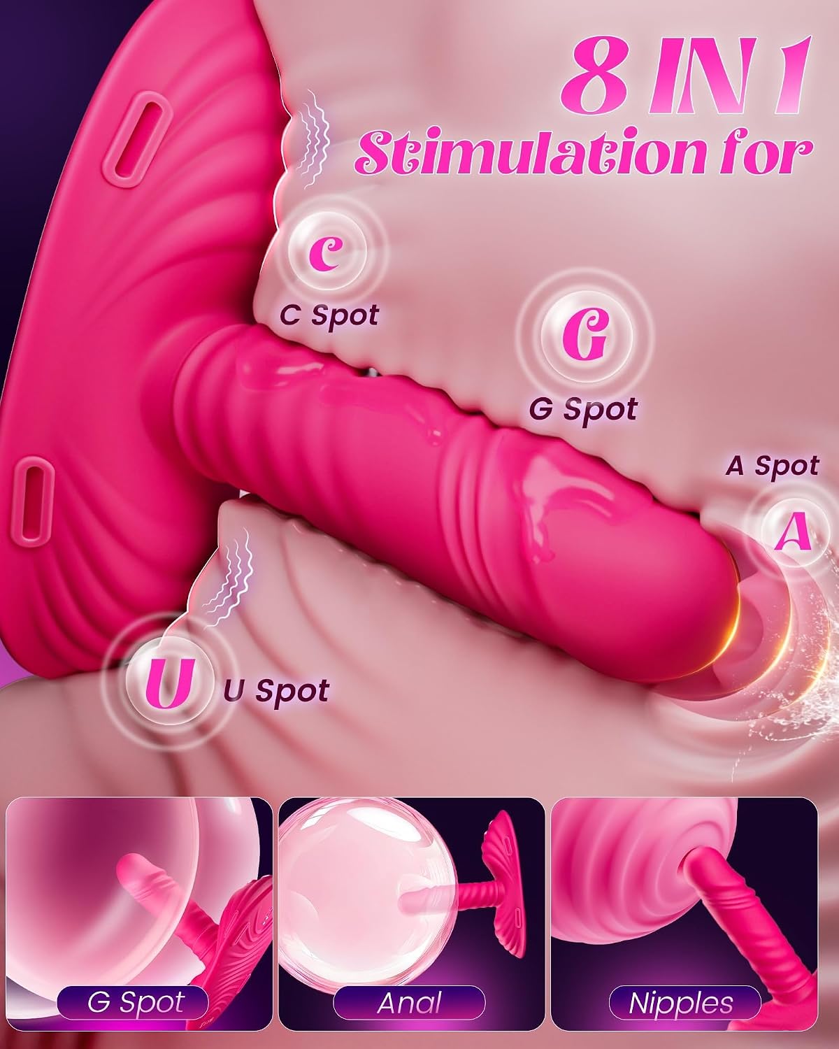 Thrusting Dildo Vibrator Riding Grinding Sex Toy, Strap On Dildos with 9 Vibrating 3 Thrusting Adult Sex Toys Women Couple G Spot Clit Anal Finger Vibrators Sex Machine Nipple Jewelry Toys