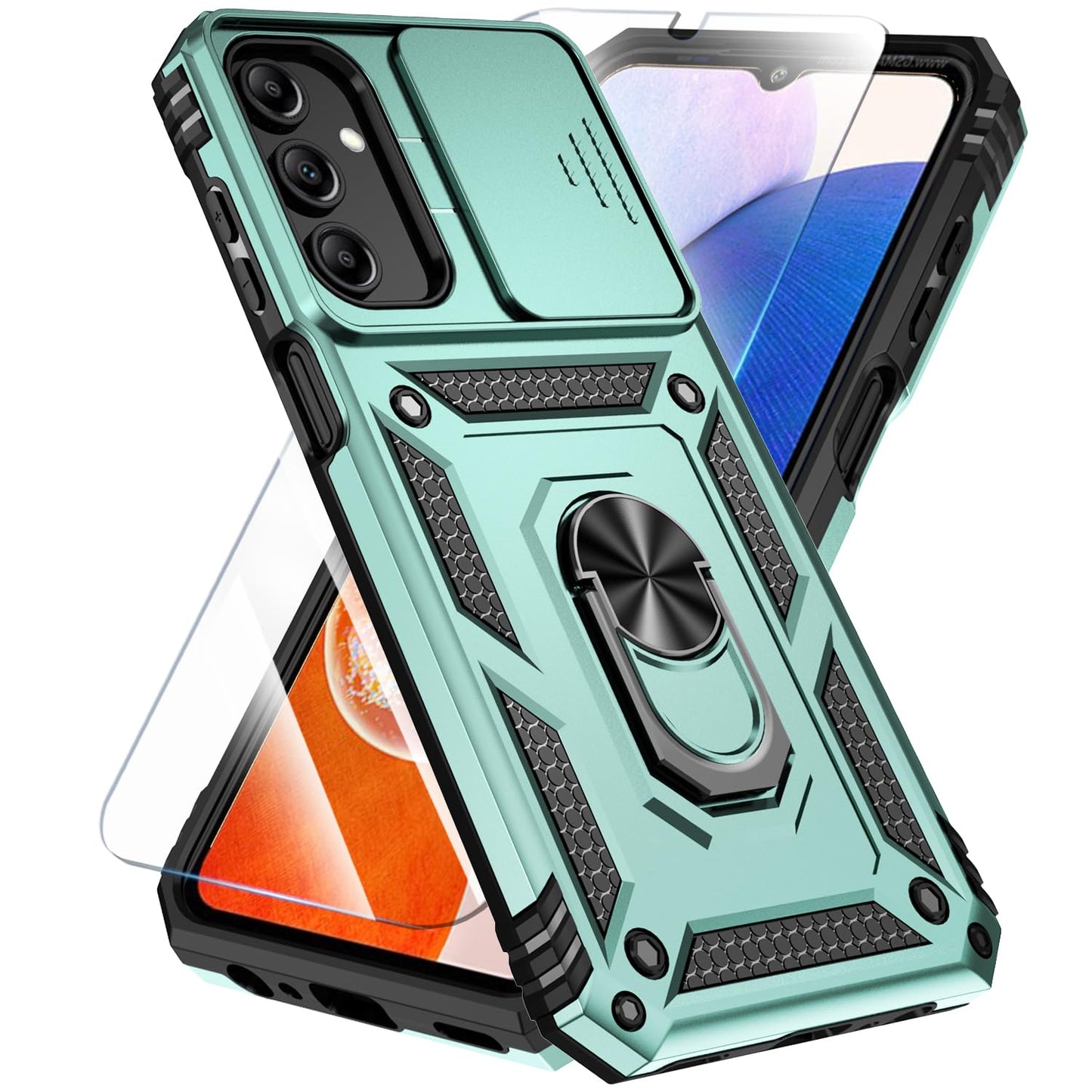 Phone Case Compatible with Samsung Galaxy A16 5G Case with HD Screen Protector & Slide Camera Cover & Kickstand, [Military-Grade] Phone Case for Samsung A16 (Red)