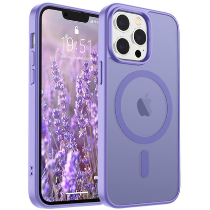 Magnetic for iPhone 14 Case & iPhone 13 Case (Compatible with MagSafe)(Military Grade Drop Protection) Translucent Matte Shockproof Phone Cover,Black