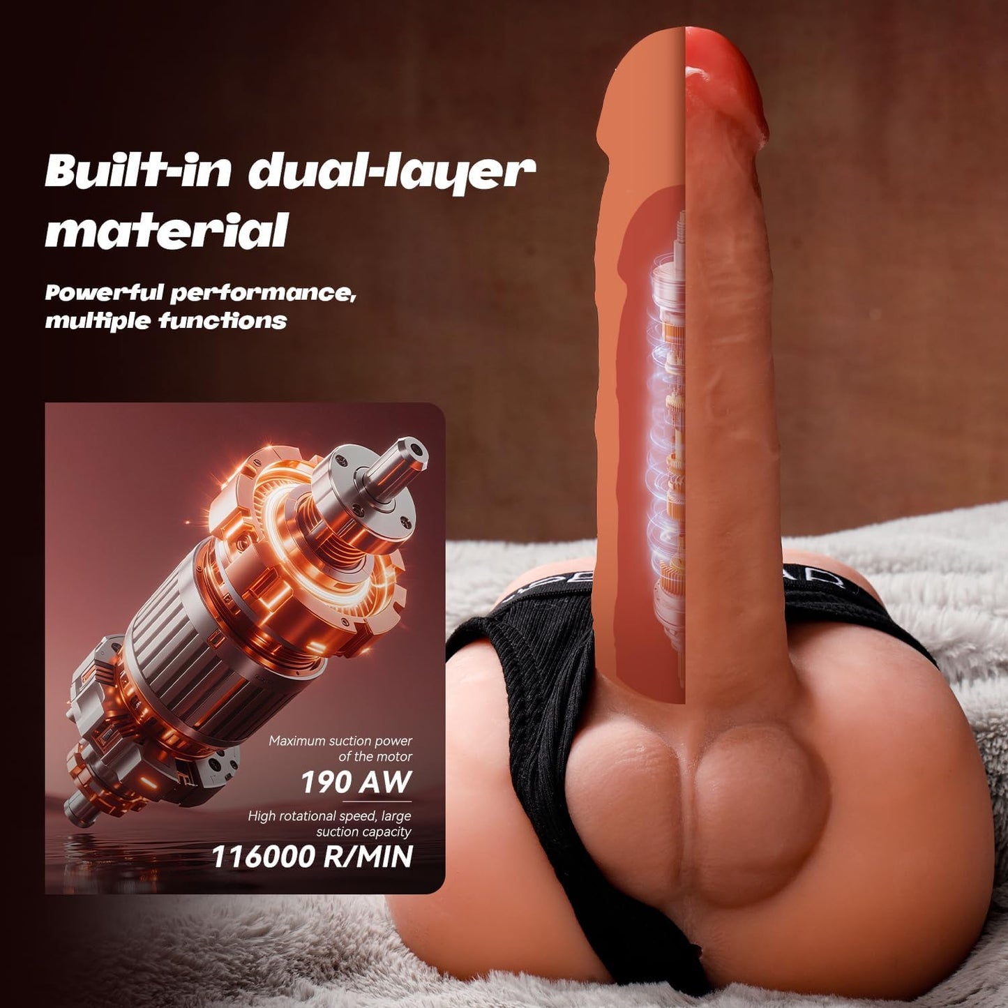 Thrusting Dildo Vibrator Sex Toys - Hands-Free Riding Grinding Dildos with 7 Thrusting & Vibration Modes for G Spot Dual Stimulation, Realistic Sex Machine with Anal Channel Adult Toys for Women & Men