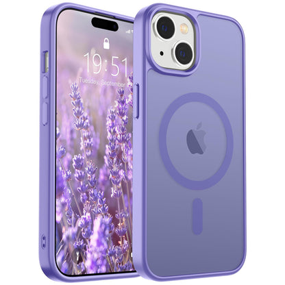 Magnetic for iPhone 14 Case & iPhone 13 Case (Compatible with MagSafe)(Military Grade Drop Protection) Translucent Matte Shockproof Phone Cover,Black