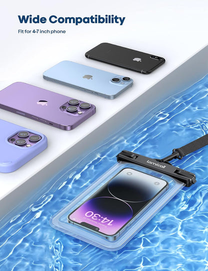 Waterproof Phone Pouch [2 Pack] – IPX8, Touch Screen, Fits 7" with Case