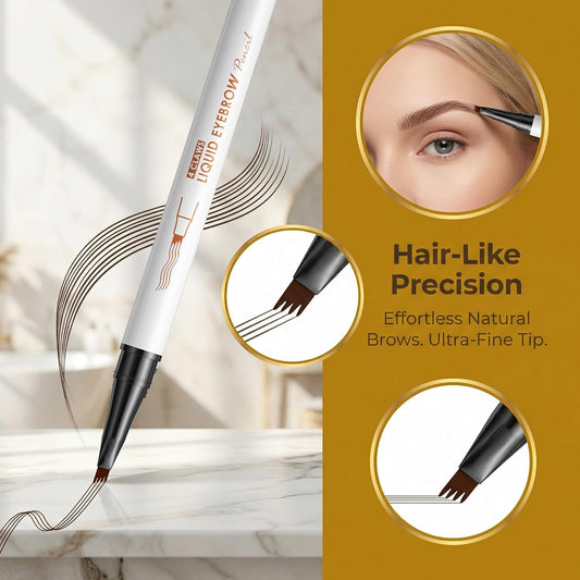 4-Claw Liquid Eyebrow Pencil, 6 Colors, Waterproof Natural Looking Microblading Effect, Professional Makeup Tool with Fine Tip (2#Dark Coffee)