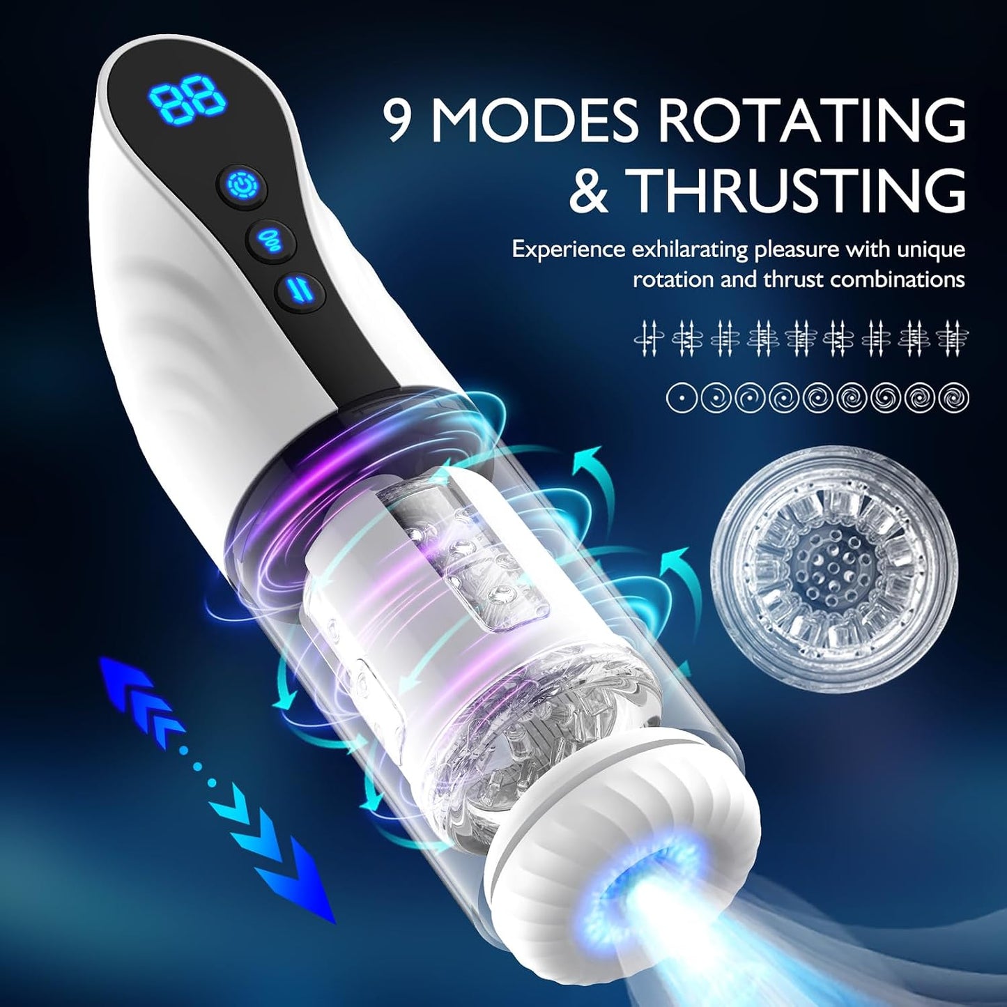Electric Blowjob Penis Massager Sucker Sex Toy - Automatic Male Masturbator with 9 Modes Sucking Thrusting & Rotating for Men’s Pleasure, Milking Machine Cock Shower Stroker Masturbation Cup Dick Pump